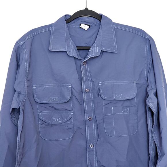 Stone Creek Mens Shirt Size M Blue Long Sleeve Button Down Nylon Pockets Vented - Picture 3 of 10